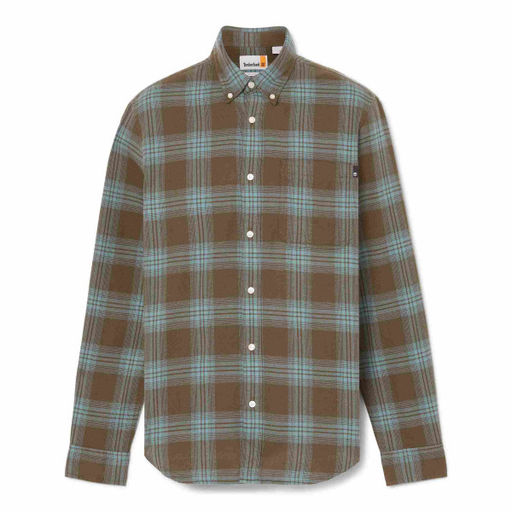 Мужская рубашка Timberland Shirt Tartan S/cell зеленая  фото 4