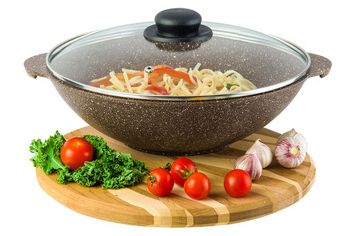 Сковорода ВОК 28 см 3 л ГАРМОНИЯ ВКУСА Коричневый опал С КРЫШКОЙ ф28, 33,5*29,5*13,5 см - Elan gallery фото 3