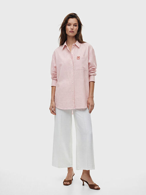 ?izgili Oversize Poplin Kad?n G?mlek Tunik