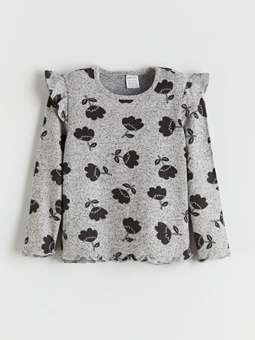 Bisiklet Yaka ?i?ekli K?z Bebek Ti??rt ve Tayt 2li Tak?m