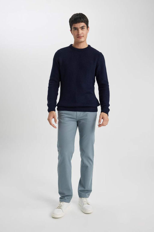 Брюки-чиносы прямого кроя из габардина с карманом на молнии и парусиновой тканью стандартного кроя - Defacto фото 7