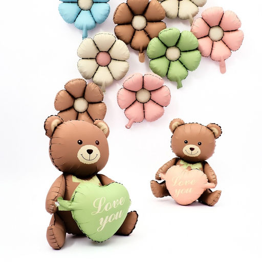 Воздушный шар фольгированный 37 Медвежонок с сердцем, матовый, под воздух - Страна карнавалия фото 9