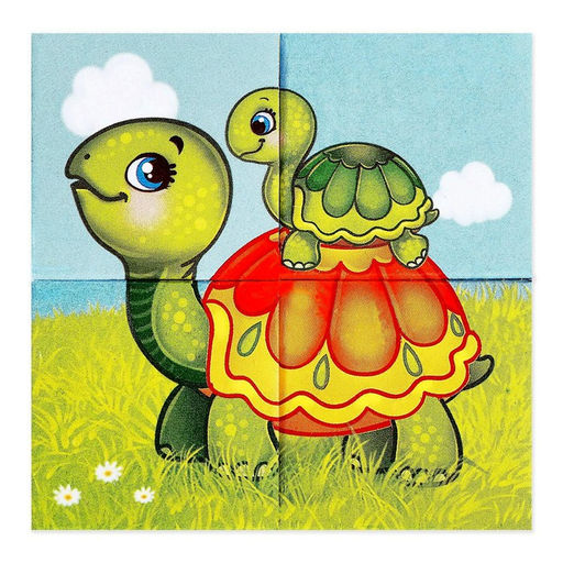 Цена за 2 шт. Кубики картонные «Мамы и дети», 4 шт., 3+