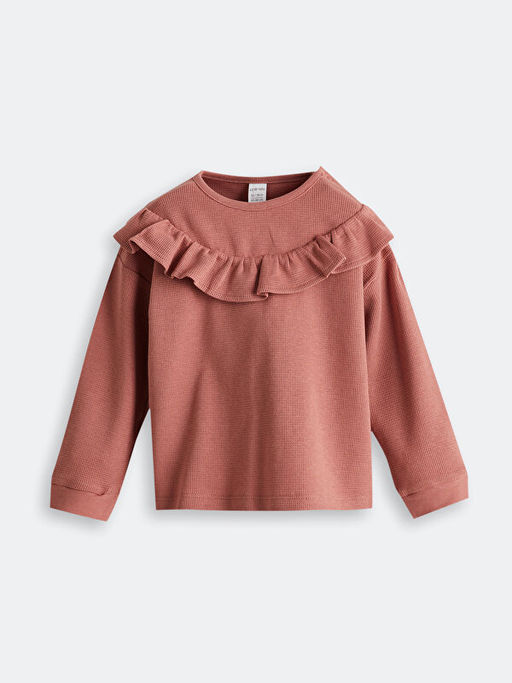 Bisiklet Yaka D?z Penye F?rf?rl? K?z Bebek Ti??rt