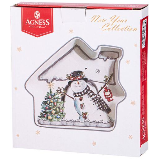 ТАРЕЛКА AGNESS С НОВЫМ ГОДОМ! В ФОРМЕ ДОМИКА 23,5*19*2,5 СМ (КОР=24ШТ.)  фото 2