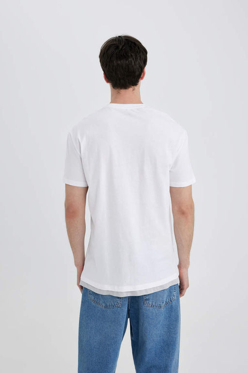 Футболка стандартного кроя с круглым вырезом и короткими рукавами с принтом - Defacto фото 5