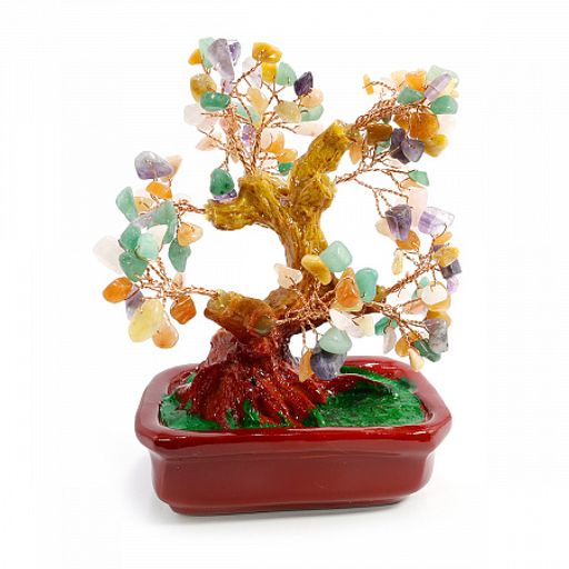 Дерево счастья MIX натуральные камни 19см-14см