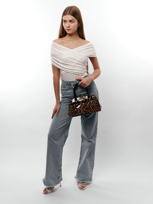 LACCOMA сумка Q6118-леопард бежевый натуральная кожа полиэстер  фото 3