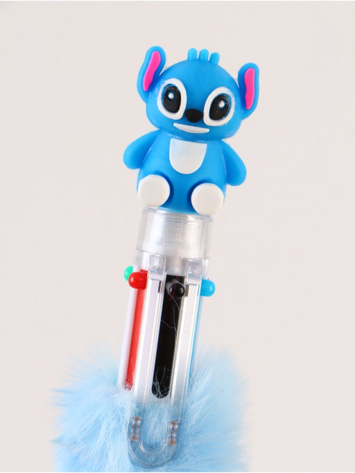 Блокнот пушистый и ручка многоцветная «Стич», голубой