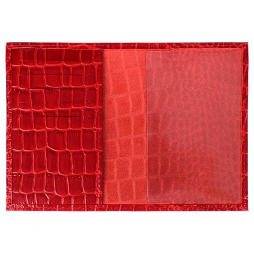 Обложка для паспорта Croco-П-405 (5 кред карт) натуральная кожа красный крокодил (203) 213720  фото 2