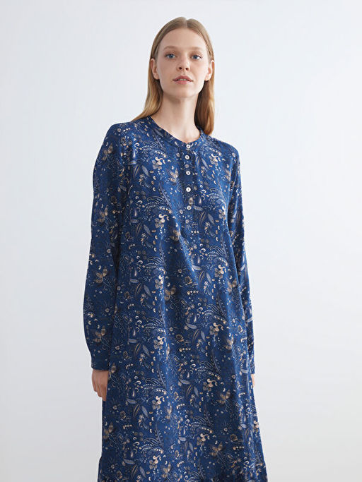 B?y?k Beden Bisiklet Yaka ?i?ekli Elbise