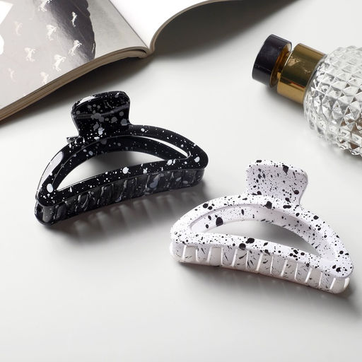 Цена за 12 шт. Крабик для волос «Пелагея», дуга, 9 см, белый, чёрный