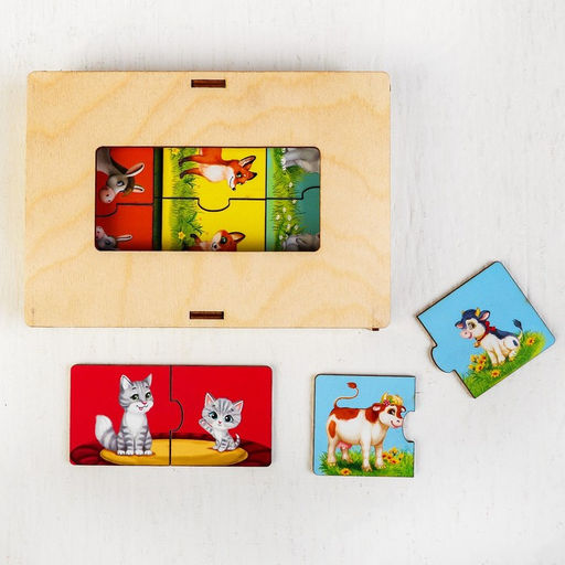 Пазл двойной Малыши и мамы (головоломка), 12 пазлов, 24 детали - Лесная мастерская фото 3