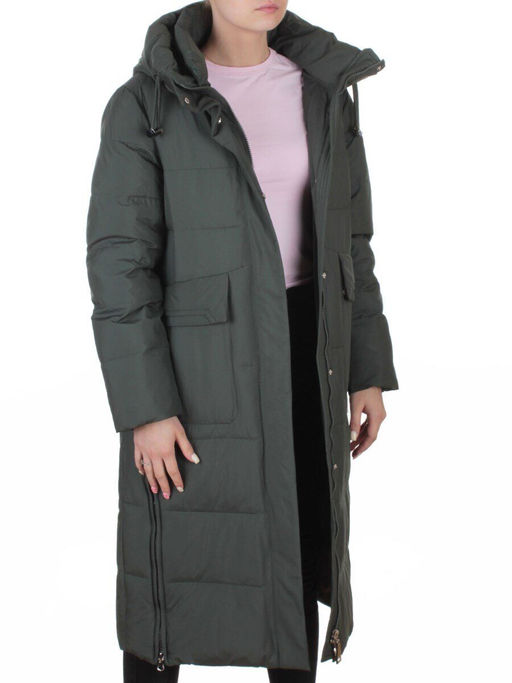 8359 DK. GREEN Пальто зимнее женское (200 гр. холлофайбер)