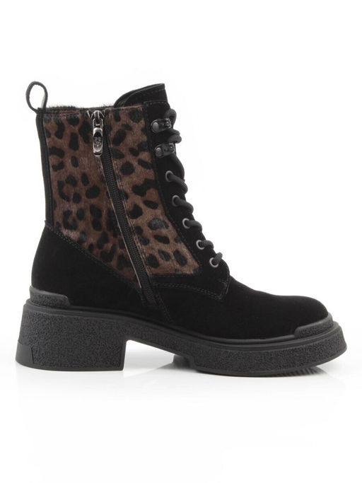 01-DMD-D269 BLACK/LEOPARD Ботинки демисезонные женские (натуральная замша, байка)