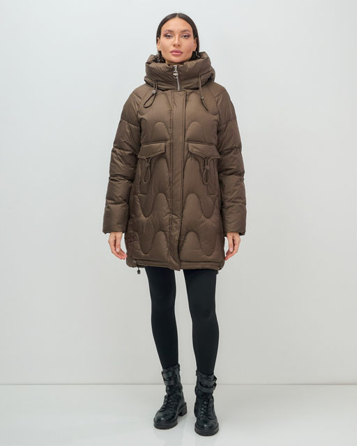 Куртка зимняя женская с капюшоном модная темно-коричневого цвета 7653TK Бренд: Visdeer  фото 18
