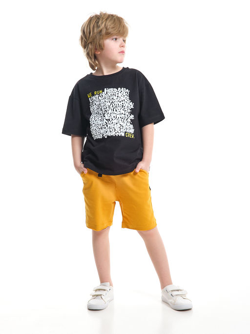 Шорты трикотажные 22-1649 чёрный/желтый - Mini maxi фото 9