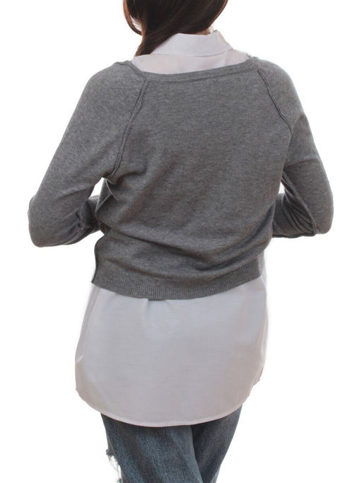 609 GRAY/WHITE Костюм двойка женский (65% хлопок, 35% полиэстер)