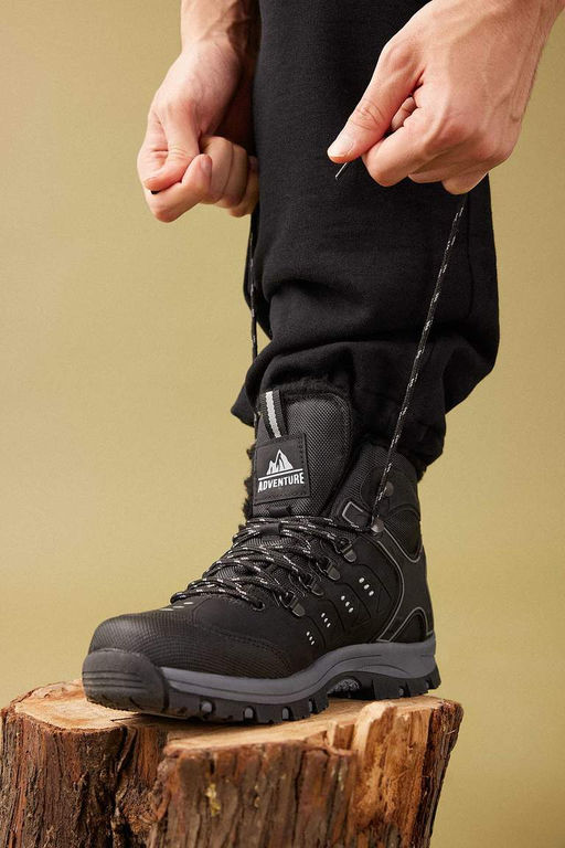 Мужские ботинки из искусственной кожи на высокой подошве со шнуровкой - Defacto фото 2