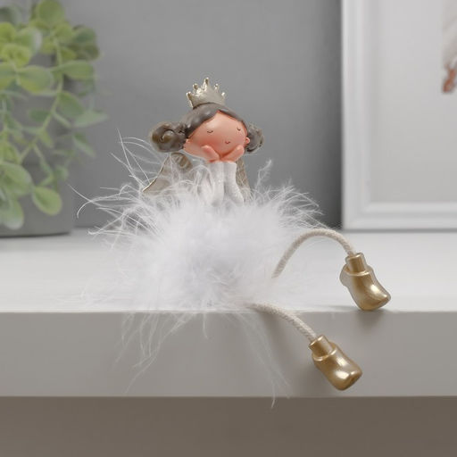 Фигурка настольная полистоун «Ангелочек-принцесса пушок стесняшка с длинными ножками», на полку, 8.5×5.5×4 см