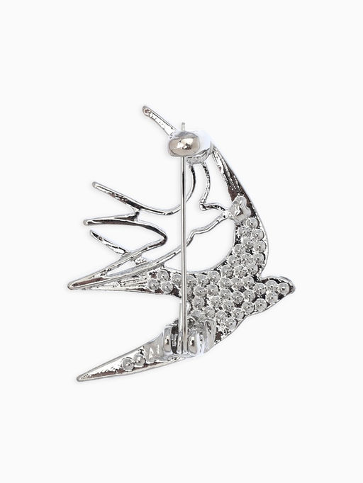 Брошь "Ласточки", цвет белый в серебре