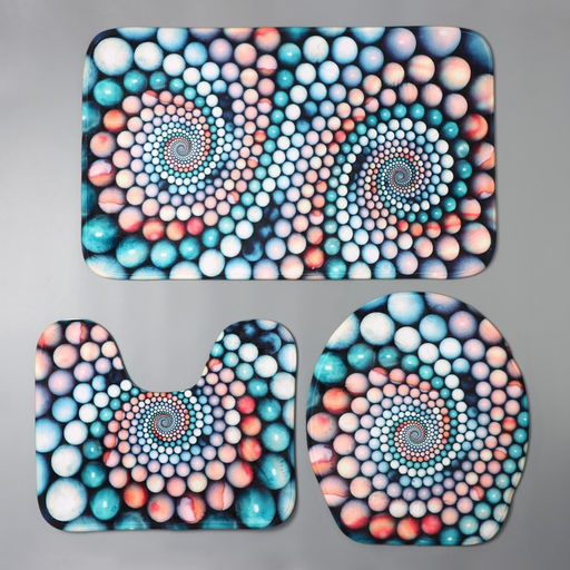 Коврик для ванной и туалета Доляна Каменные завитки, 3 шт: 35?39 см, 40?50 см, 45?75 см фото 2