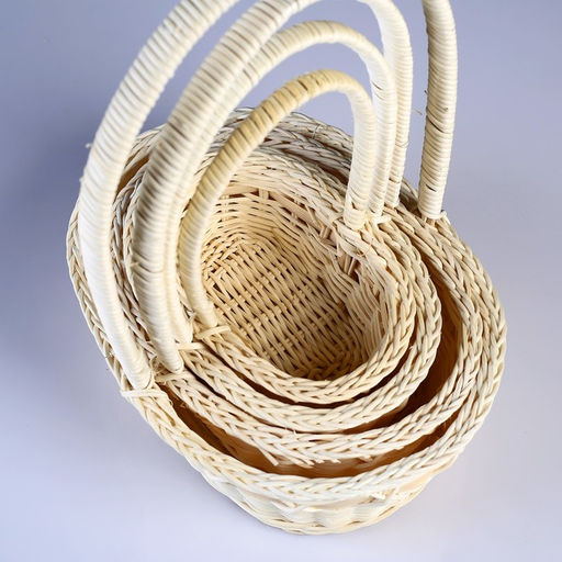 Корзина плетёная для хранения Natur, ротанг, бежевая, набор 4 шт.