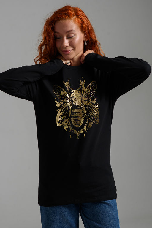 8544 Футболка с длинным рукавом женская (фольга)