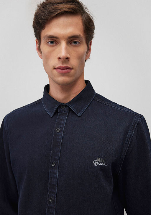 Roy Lux Black Gece Mavisi Jean Gomlek  фото 7