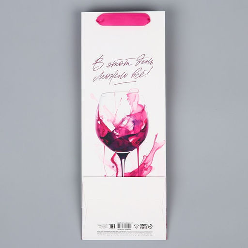 Пакет подарочный под бутылку, упаковка, «В этот день можно всё!», 36×13×10 см