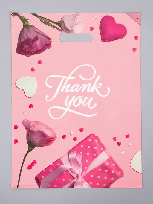 Цена за 50 шт. Пакет полиэтиленовый с вырубной ручкой "Бант" 30 х 40 см 60 мкм