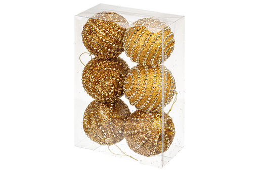 Набор 6 новогодних шаров 9,5*9,5 см Золотой узор - Elan gallery фото 6