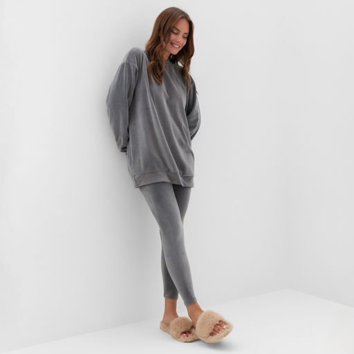Костюм женский (свитшот, леггинсы) KAFTAN Plushy, размер 40-42, серый