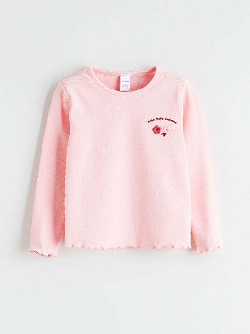 Bisiklet Yaka ?i?ekli K?z Bebek Ti??rt