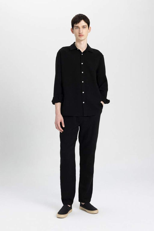 Хлопковые брюки прямого кроя свободного покроя - Defacto фото 4