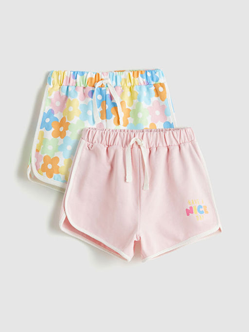 Beli Lastikli ?i?ekli K?z ?ocuk ?ort 2li