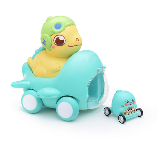 Самолет с динозавриком, катапультирующий маленькую машинку, в коробке