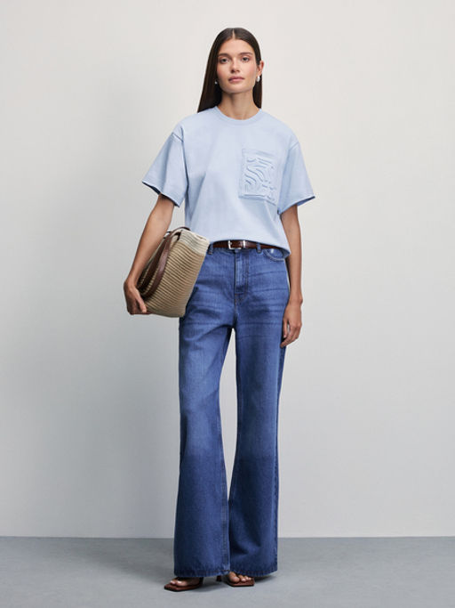 Свободная футболка с карманом / Zarina  фото 2