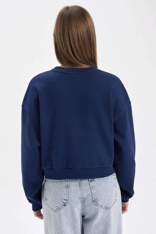 Толстый толстый свитшот Cool Oversize с круглым вырезом - Defacto фото 5