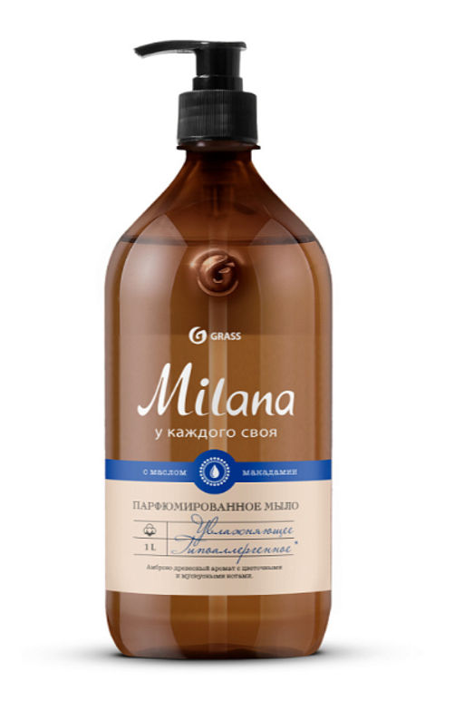 GRASS жидкое мыло парфюмированное 1 л с дозатором MILANA Амбра и нероли  фото 2