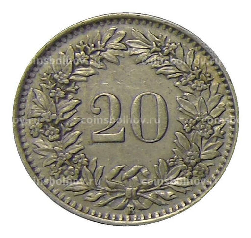 Монета 20 раппенов 1943 года Швейцария