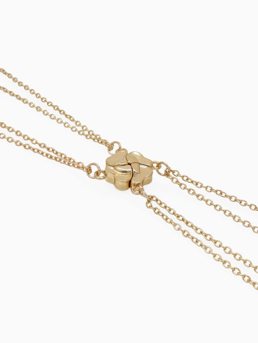 Кулоны парные на цепочке «Неразлучники. 4 сердца», L=55 см, набор 2 шт. на магните, цвет золото