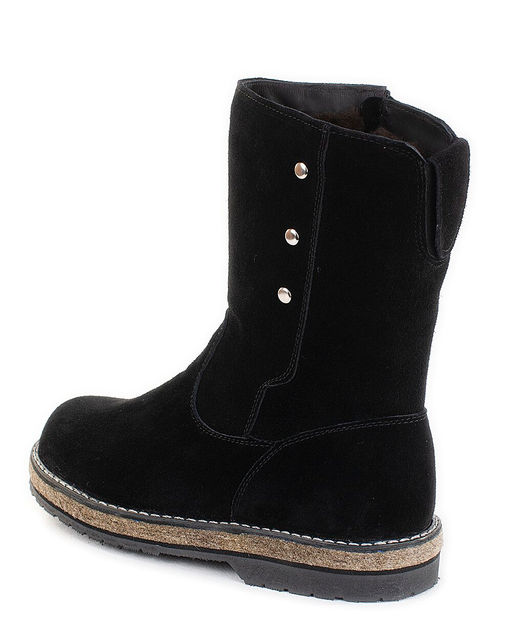 Полусапоги женские на войлочной подошве, Замша, овчина, войлок, лепесток