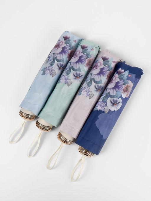 Зонт механический Фиалки, эпонж, 4 сложения, 8 спиц, R=47/55 см, d=94 см, МИКС