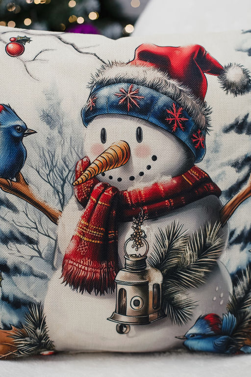 Наволочка декоративная новогодняя 2 шт рогожка