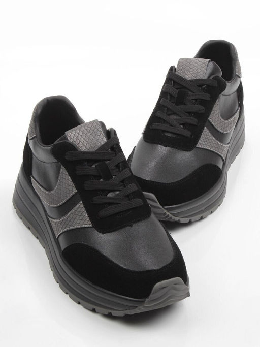 03-A1003-4 BLACK Кроссовки женские (натуральная кожа, натуральная замша) - Фабричный китай фото 10