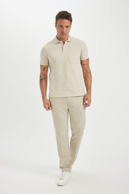 Slim Fit Dar Kesim Basic Duz K?sa Kollu Polo Tisort - Defacto фото 4