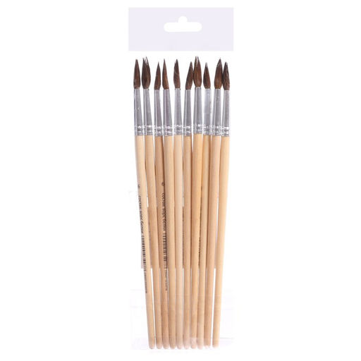 Цена за 10 шт. Кисть для рисования, белка, № 6, круглая, деревянная ручка, международный размер