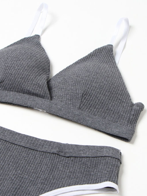 Комплект нижнего белья женский (топ, трусы) Collorista, тёмно-серый, размер 44-46