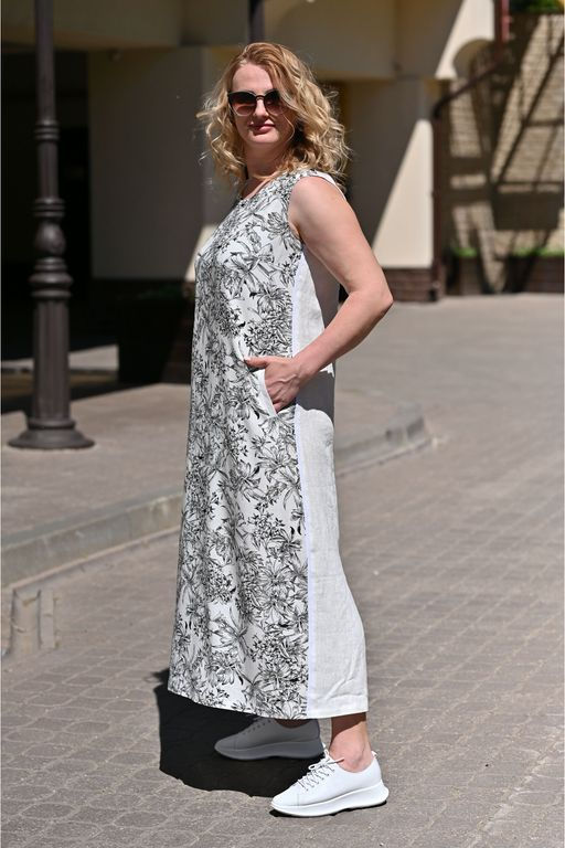 Длинное платье А-образного силуэта  100% лен - Новый лен фото 5